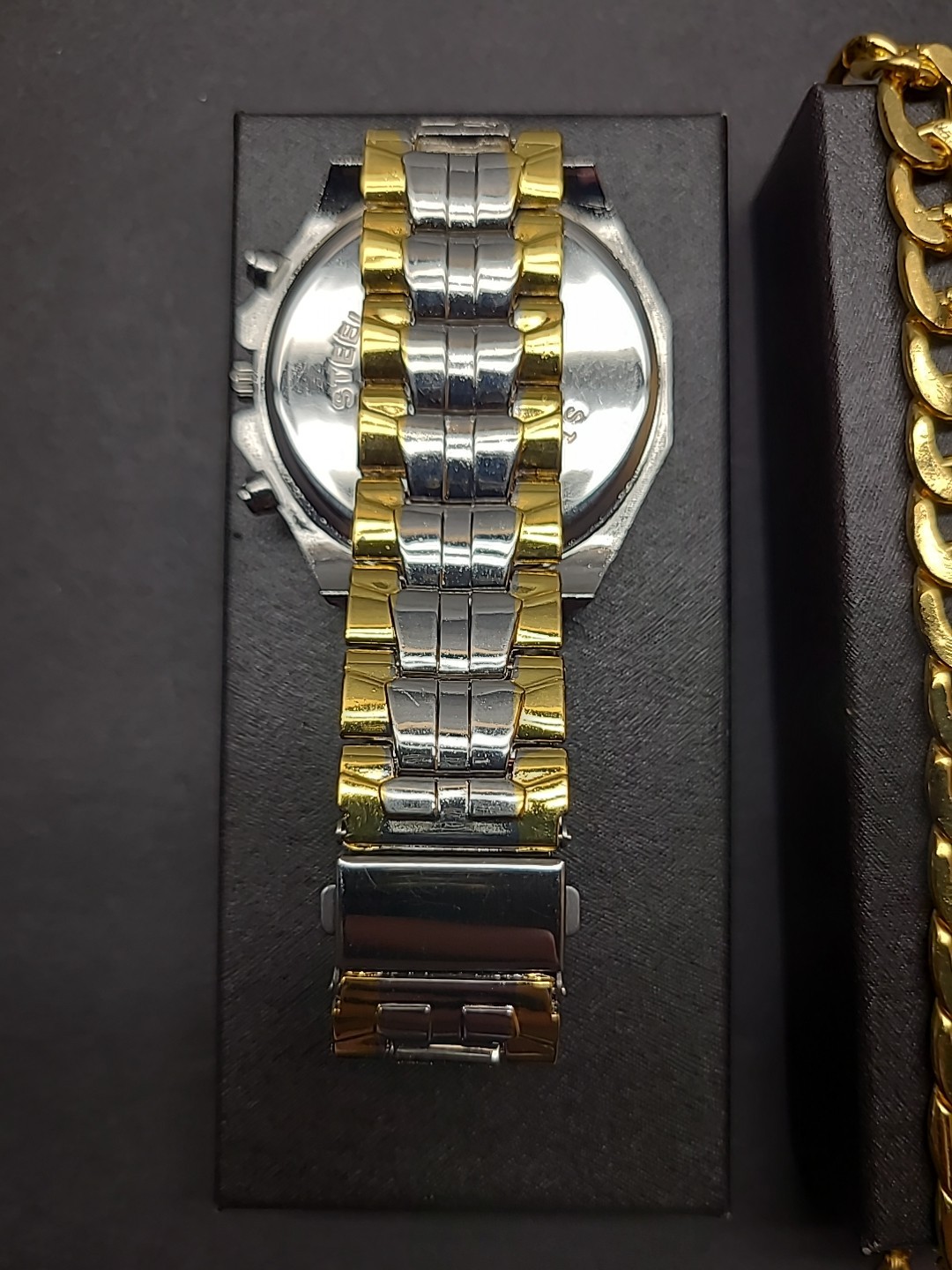 Men’s Orlando Gold And Silver Watch With 9 Inch Band And Gold Bracelet 7 1/2″