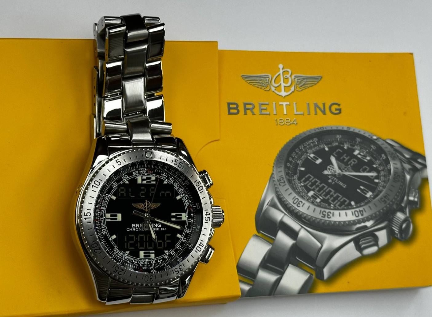 Breitling B-1 Multifunction A68362 Black Bidirectional Compass Scale WARRANTY