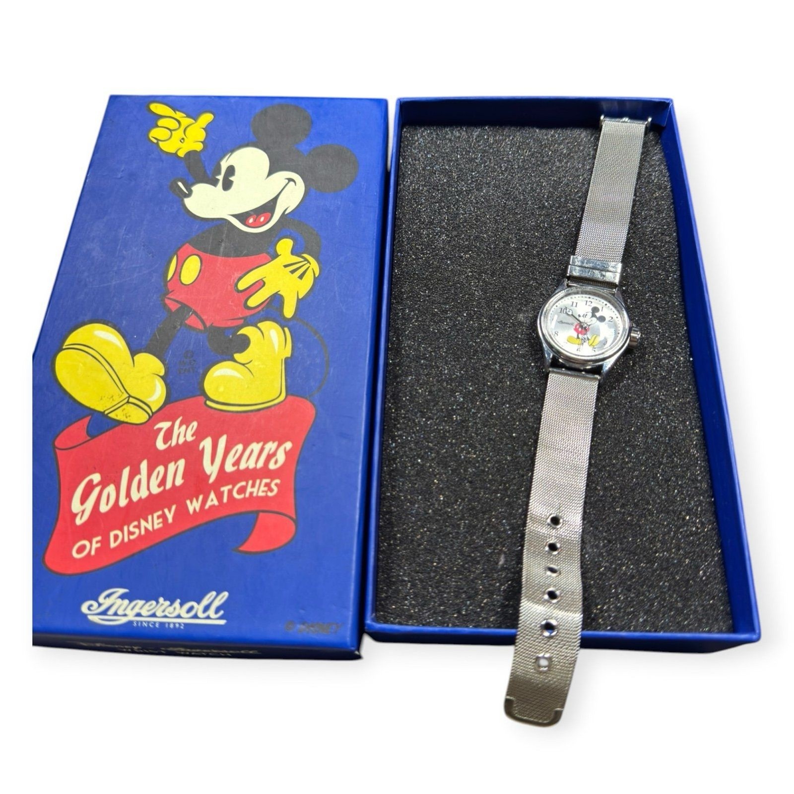 Disneyland Ingersoll Mickey Mouse Watch Silver Swiss Watch Base VTG Rare