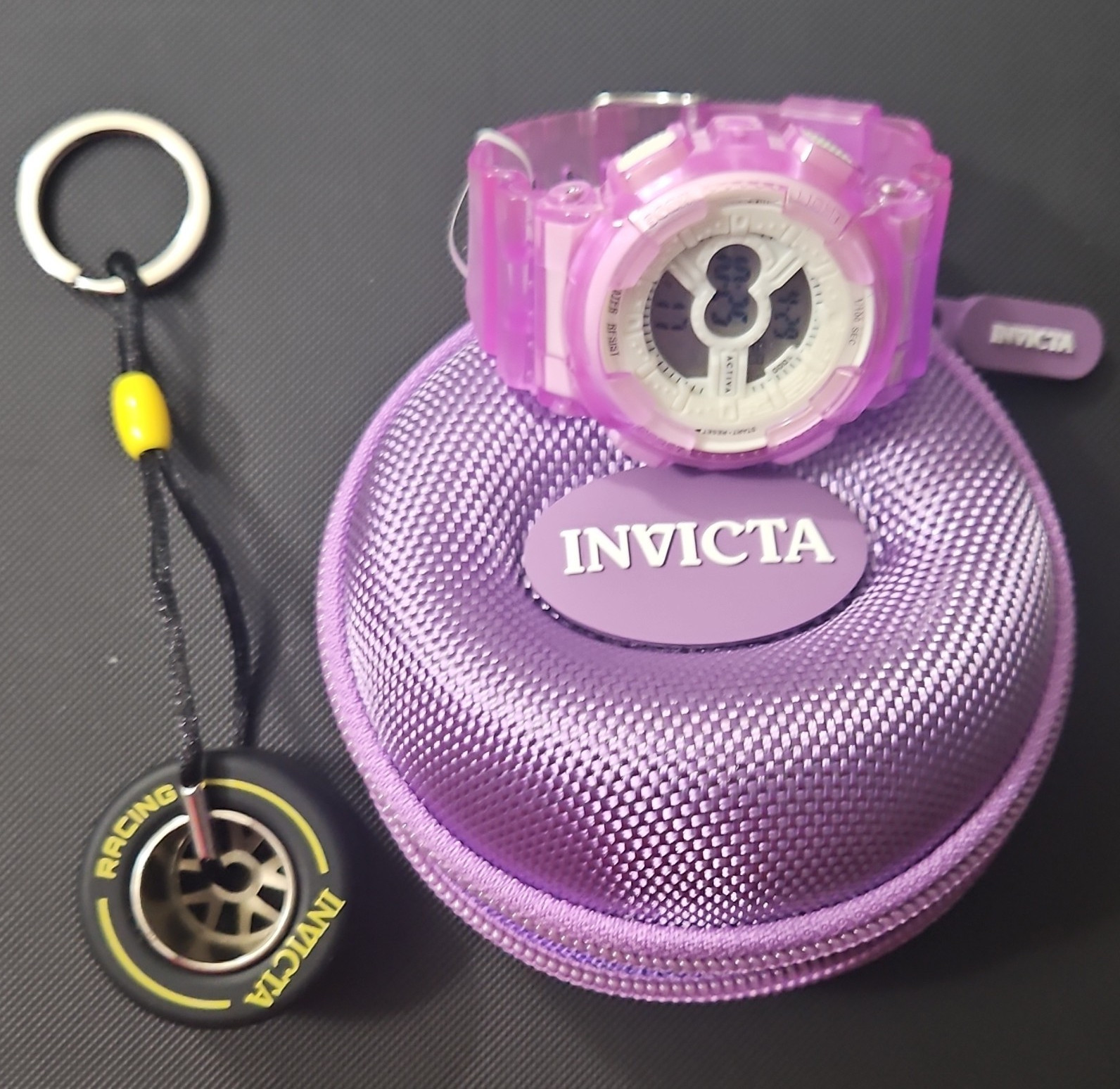 Invicta Activa Quartz Purple Resin Strap Watch Analog-Digital Date w/ Case