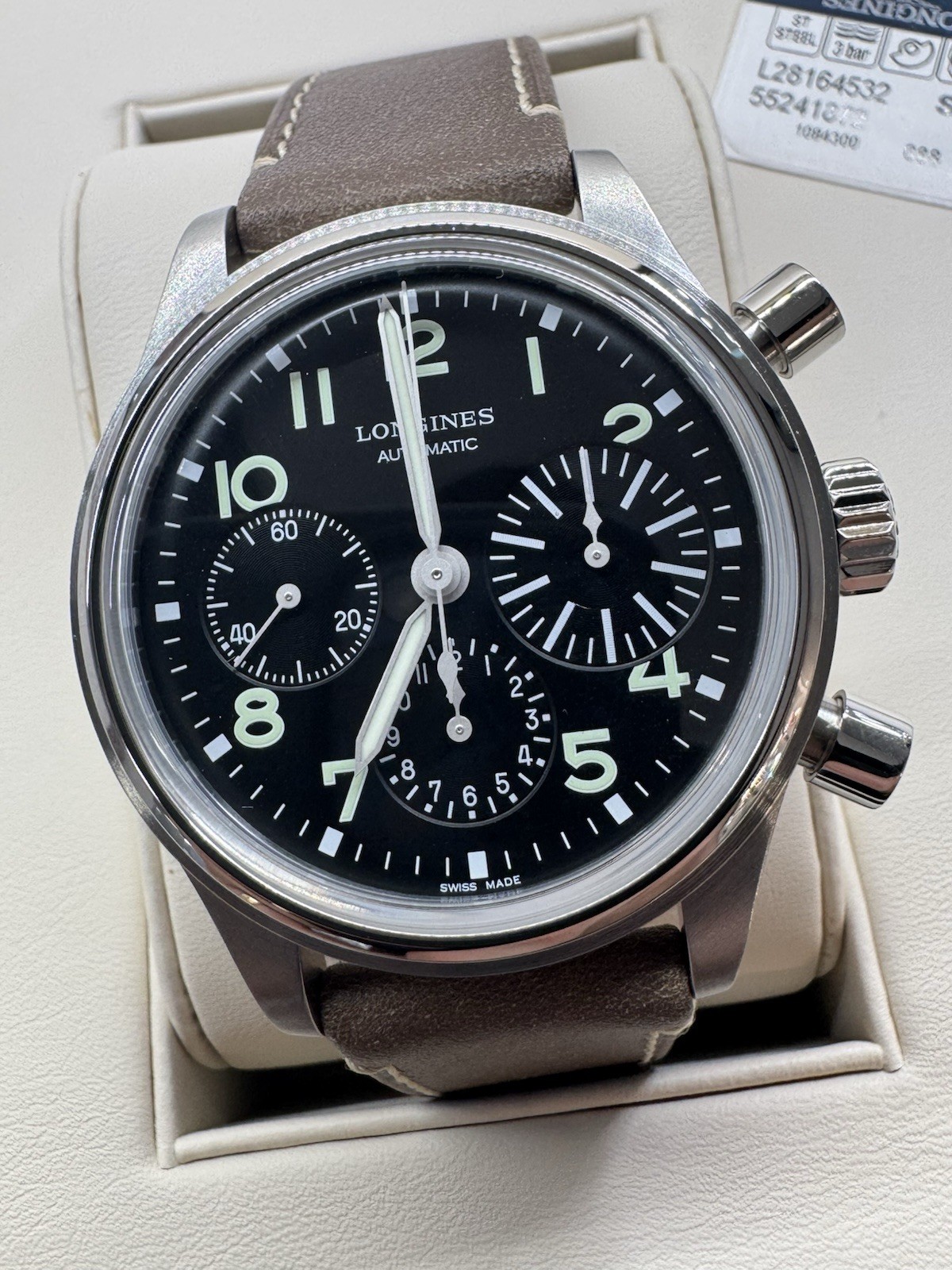 41mm Longines Avigation Bigeye Chronograph Automatic Watch L2.816.4.53.2 NIB