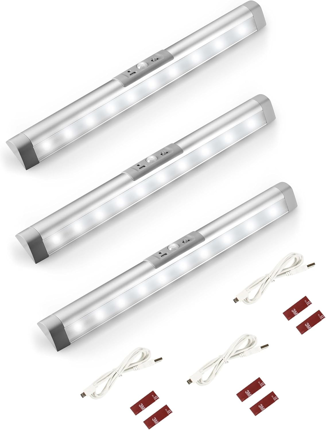 3 Pack Automatic Motion Sensor Closet Lights with Eye-Protection Design, LED Bea