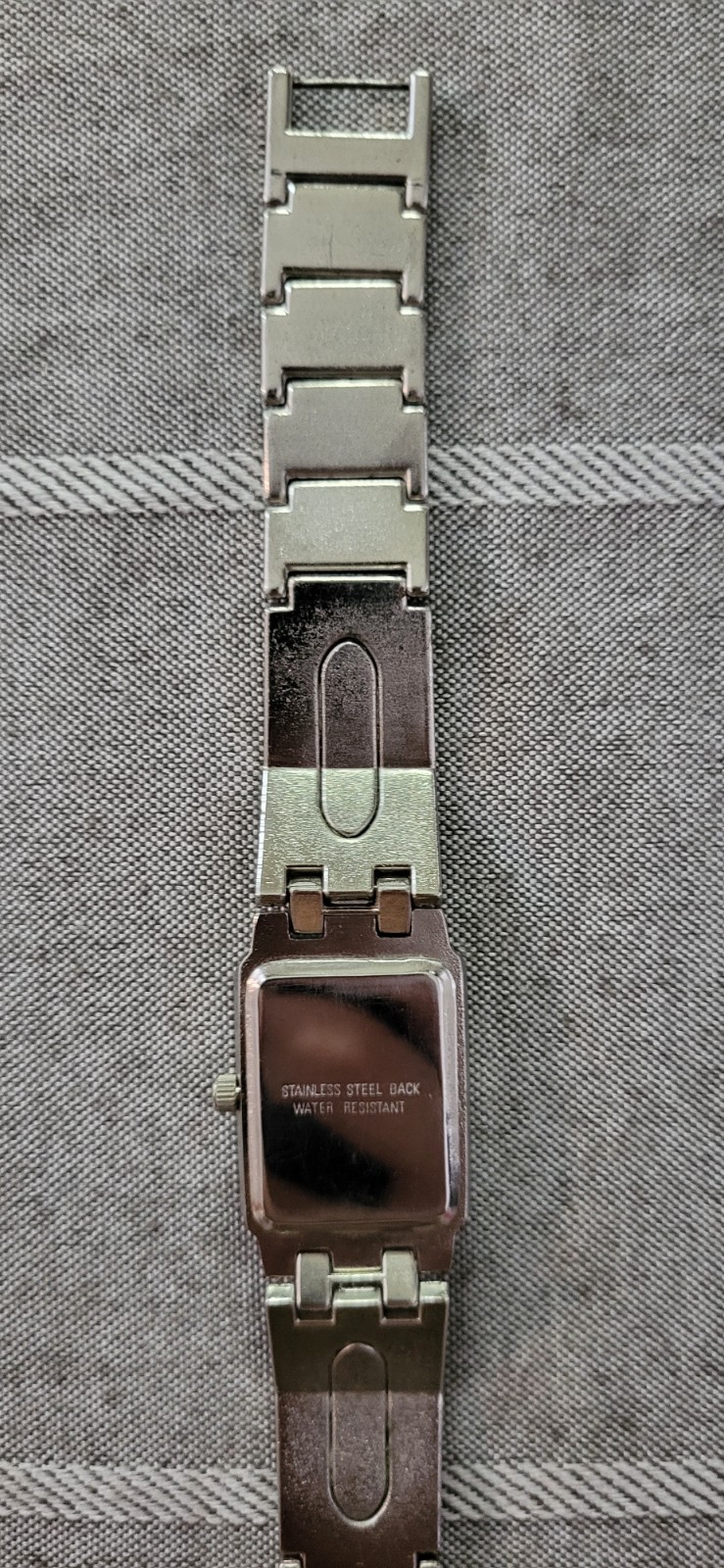 Alpine Quartz Rectangular Dress Watch Silver Tone Stainless Japan Needs Battery