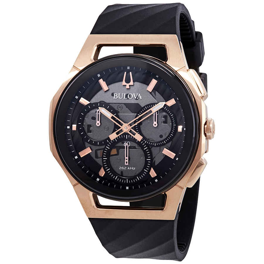 Bulova Curv Chronograph Black Dial Men’s Watch 98A185