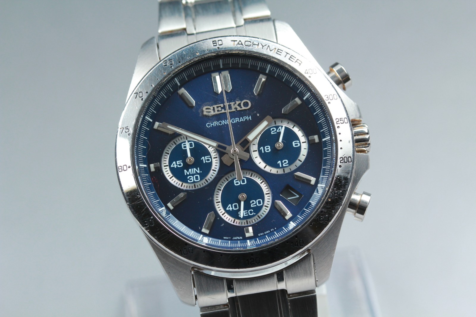 [Exc+5] SEIKO Chronograph 8T63-00D0 SBTR019 Blue Dial Men’s Watch From JAPAN