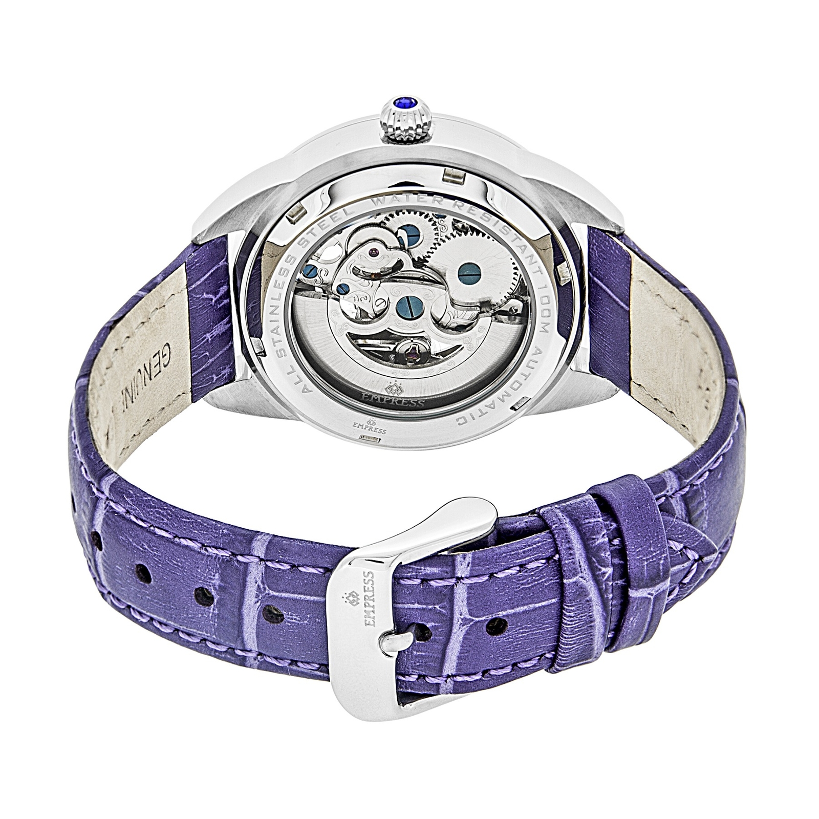 Empress Godiva Automatic MOP White Dial Purple Leather Women’s Watch EM1105
