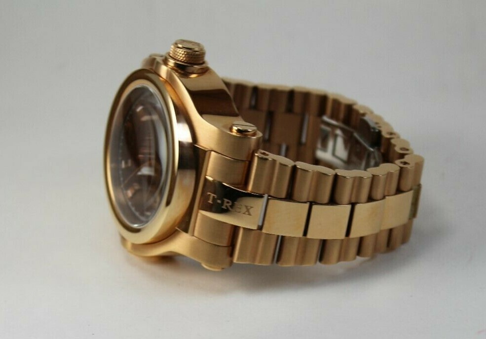 Men’s Renato T-Rex Watch, Swiss RONDA 515, Brown Dial in Rose Case and Band   