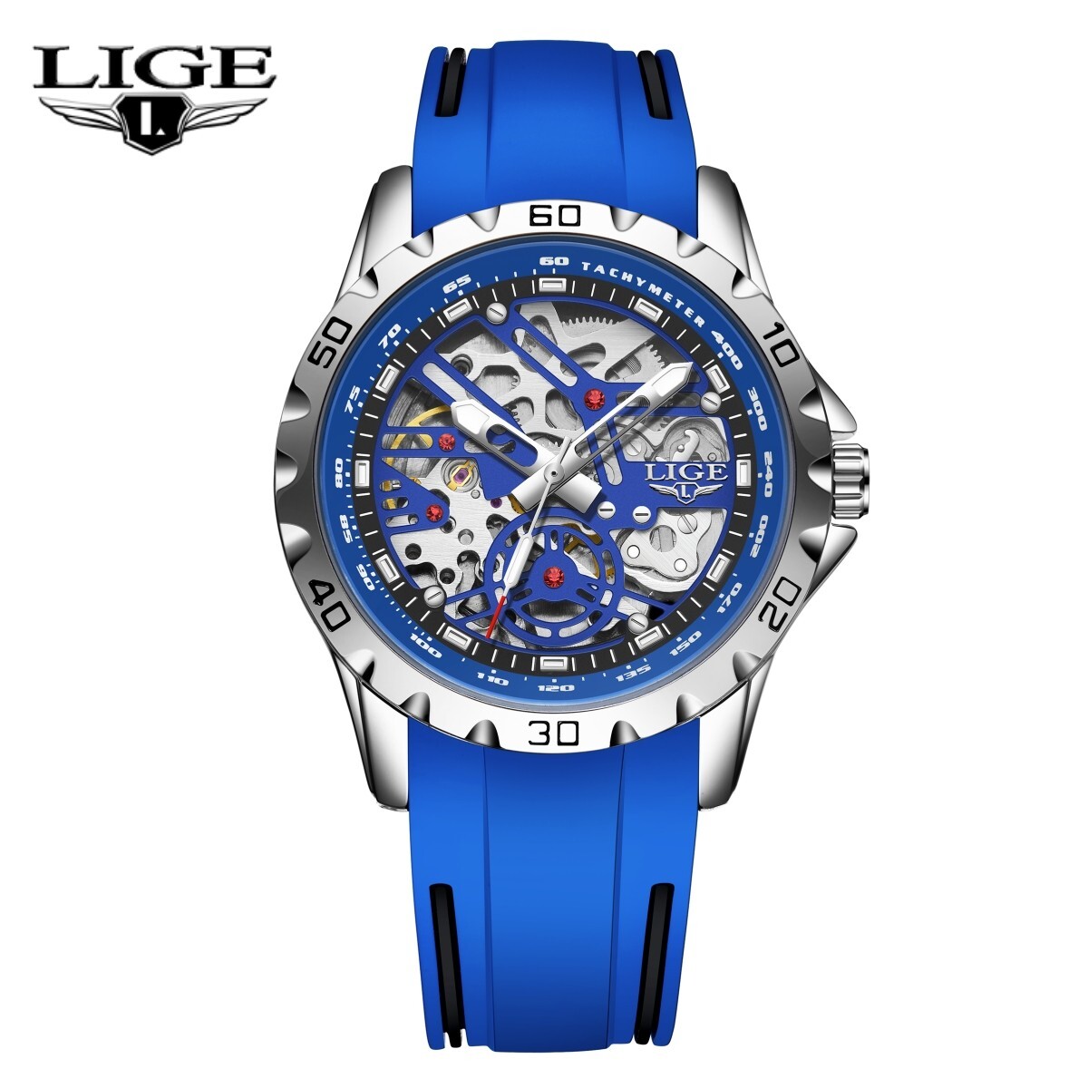 Men Watch Automatic Mechanical Luminous 3ATM Waterproof Sport Wristwatch + Box