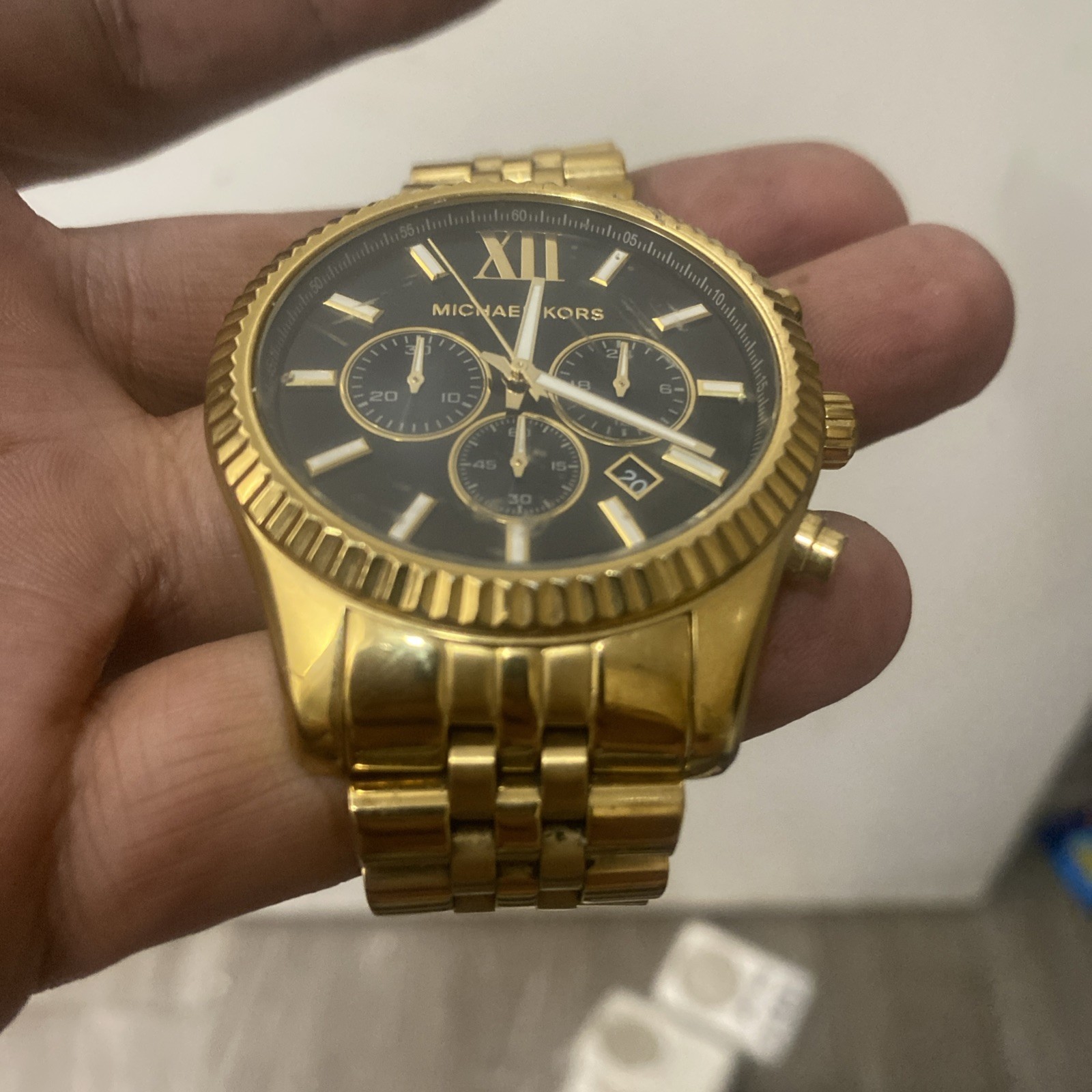 Michael Kors MK8286 Men’s Gold-Tone Black Dial Lexington Watch