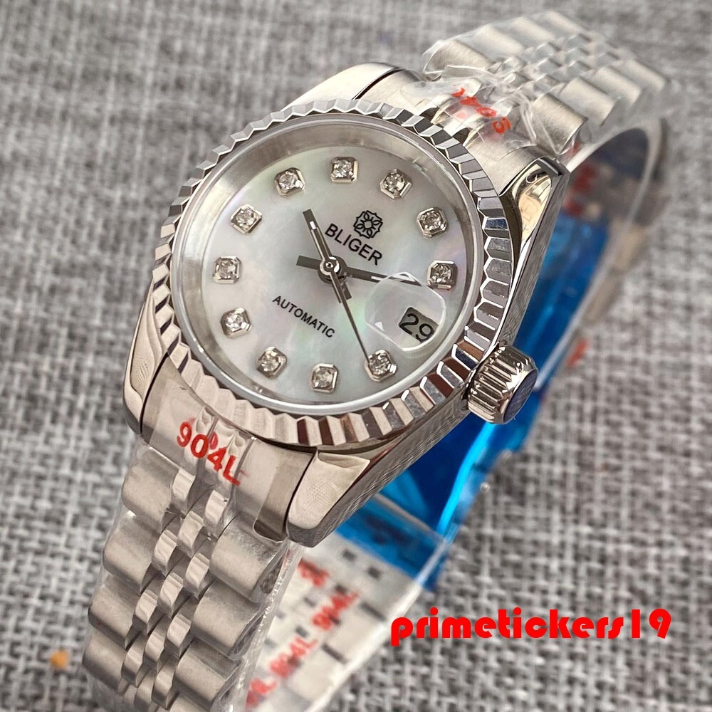 BLIGER 26mm Lady’s Wristwatch Shell Dial NH05 Automatic Watch for Women Sapphire