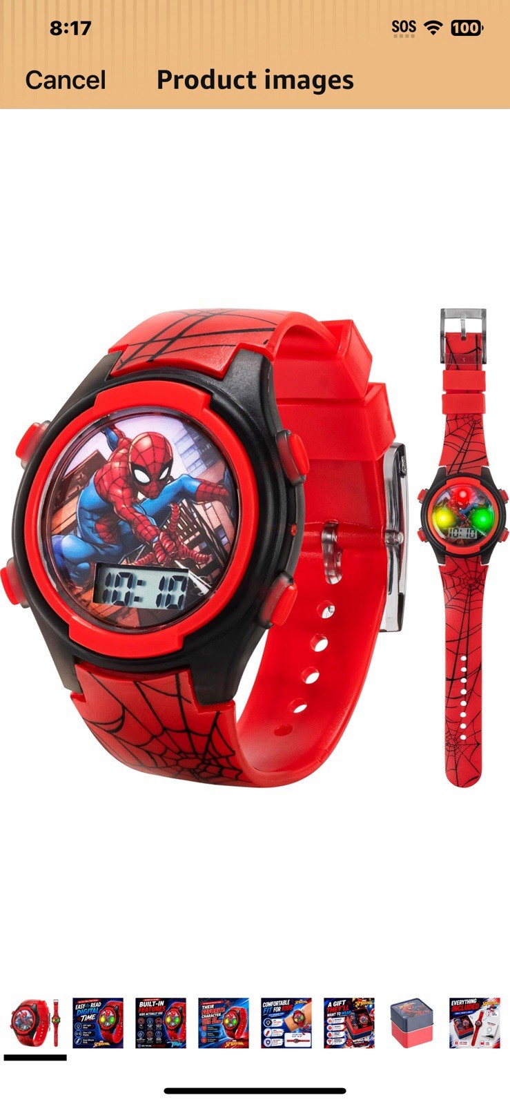 Marvel Spider-Man Boys Analog-Digital LCD Quartz Watch Red/Black Plastic Tin Box