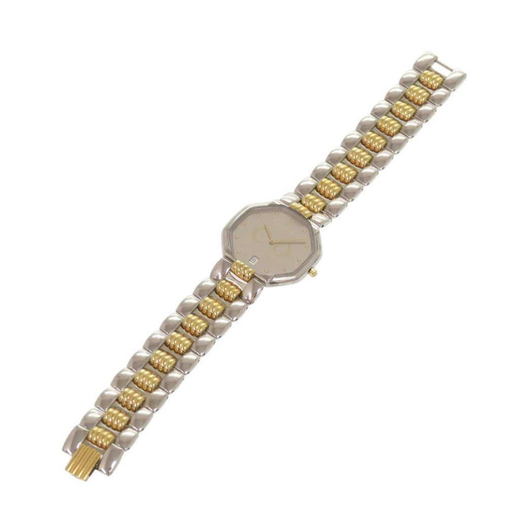 Used Christian Dior Guaranteed Octagon 45.204 SS Silver Gold Quartz Watch