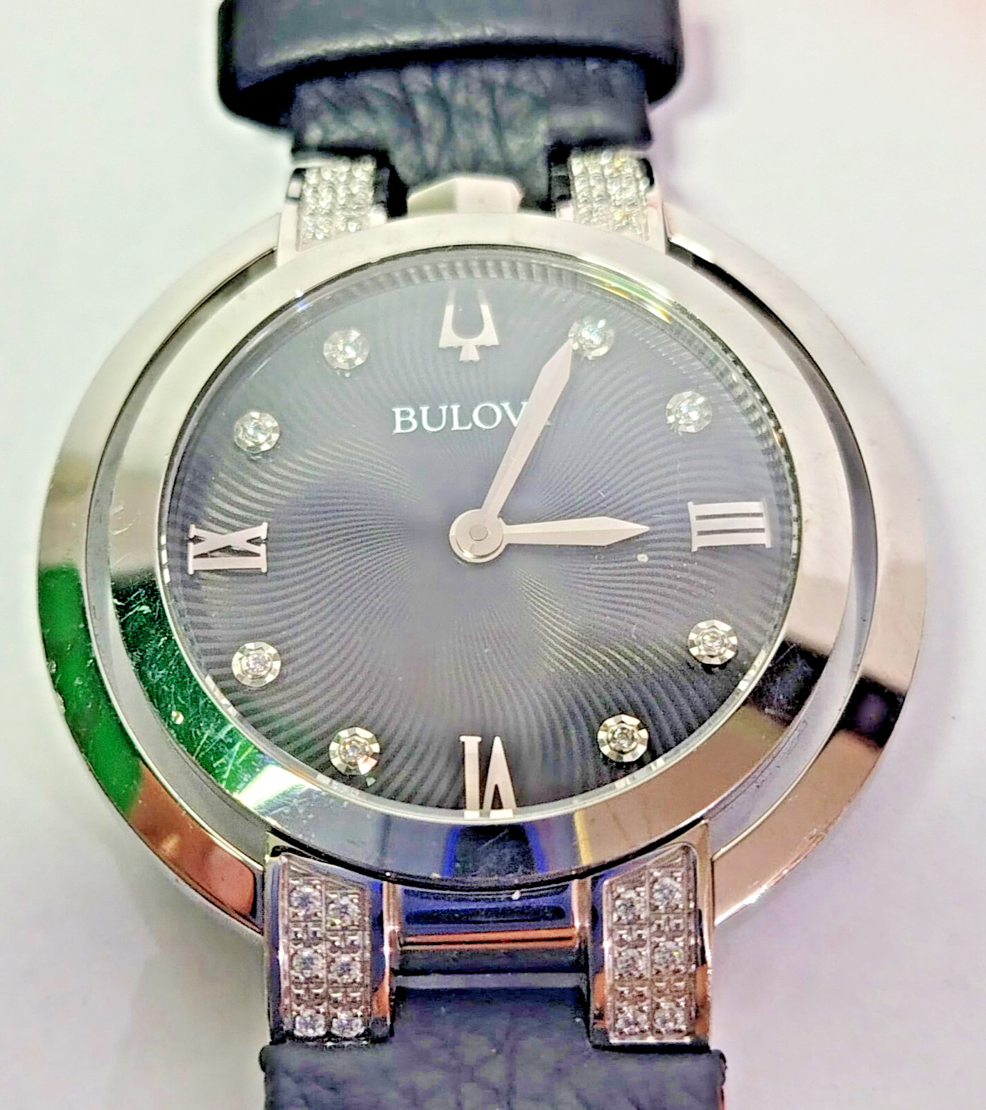96R217 BULOVA RUBAIYAT BLACK DIAL BLACK BAND WOMEN’S WATCH MB5-28