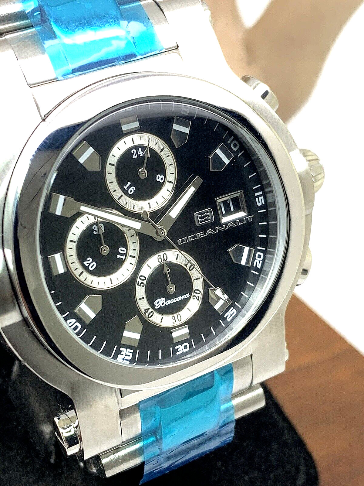 Oceanaut Men’s Watch OC0821 Quartz Chronograph Black Dial Silver Steel 49mm