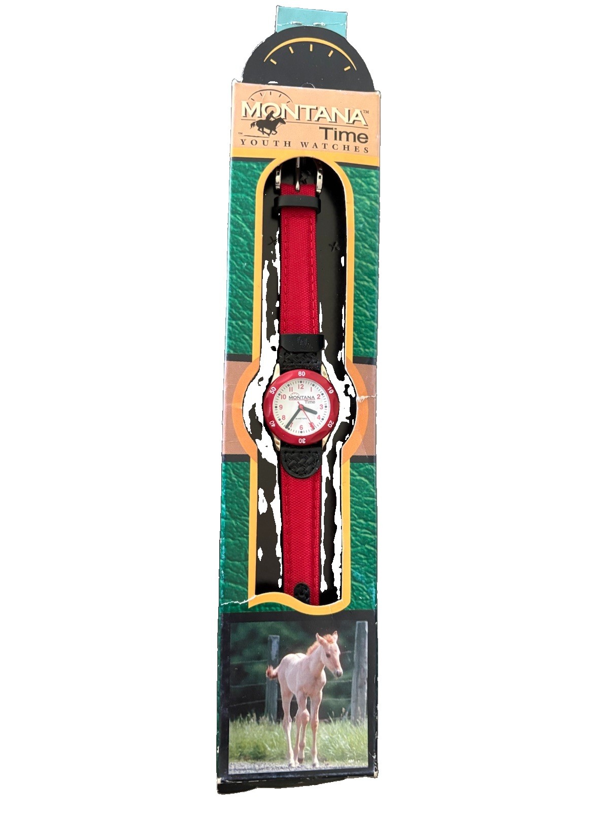 Montana Time Youth Watches Quartz Analog 22mm Red Fabric Strap w/ Box
