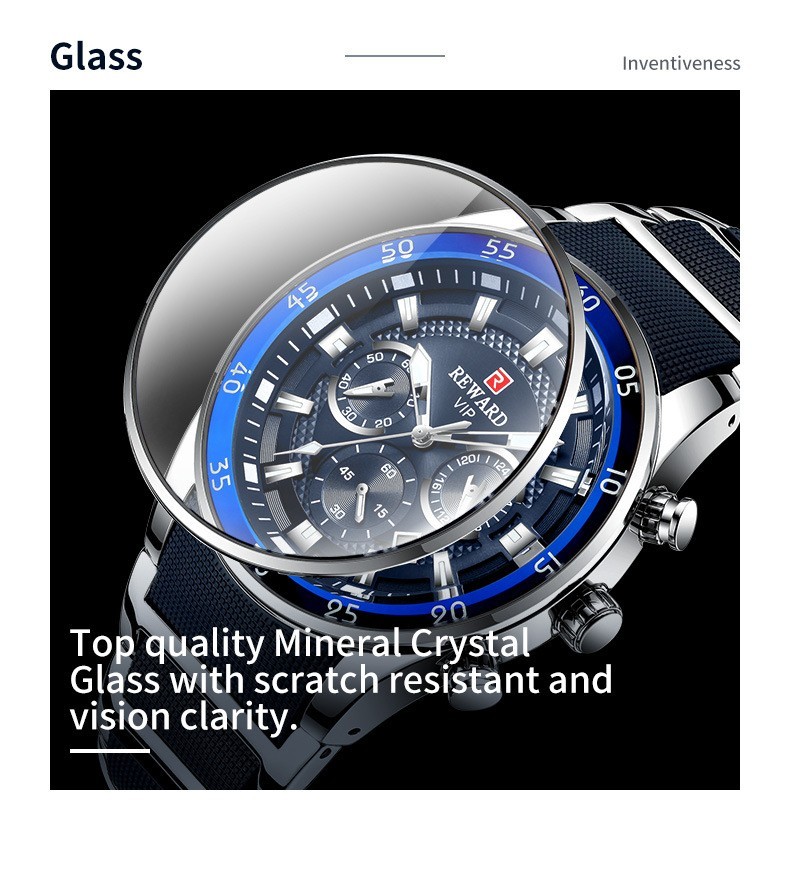 REWARD Men’s Business Multifunction Chronograph Calendar Luminous Quartz Watch