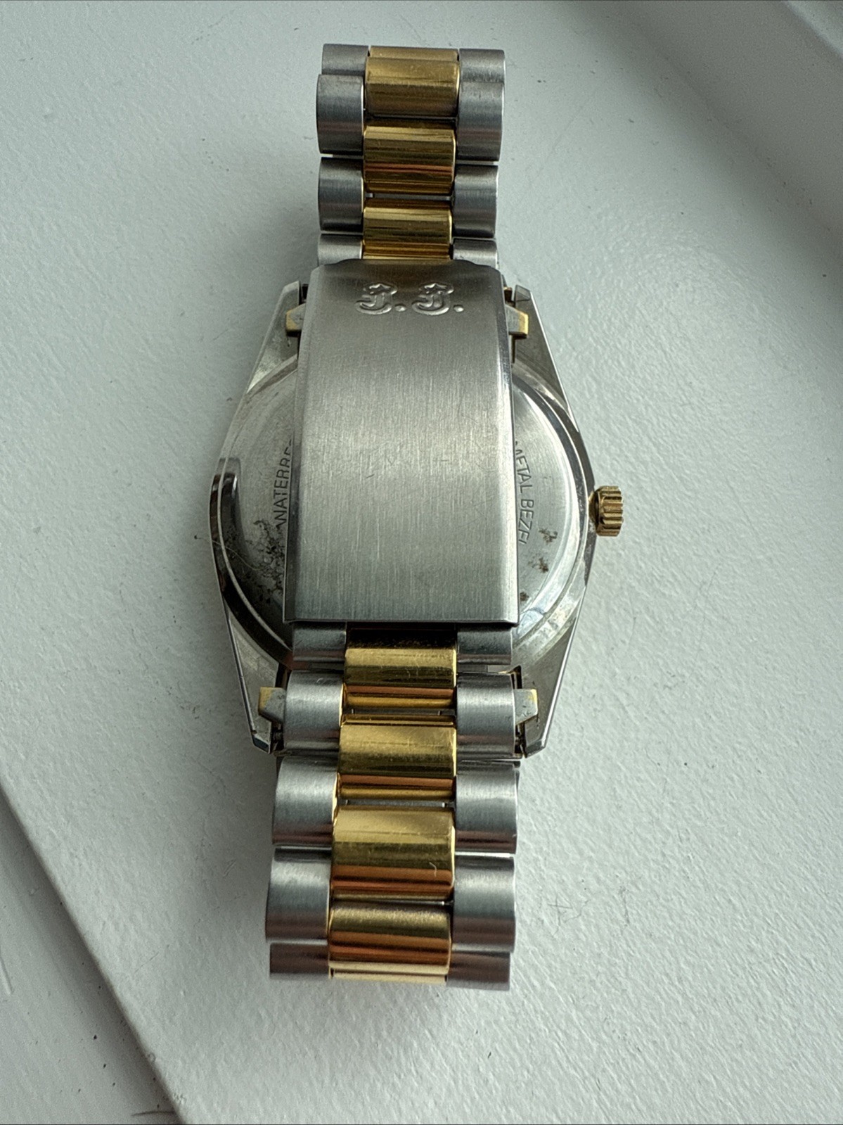 Vintage Jules Jurgensen Quartz Day Date Presidential Two Tone Parts Repair MINT