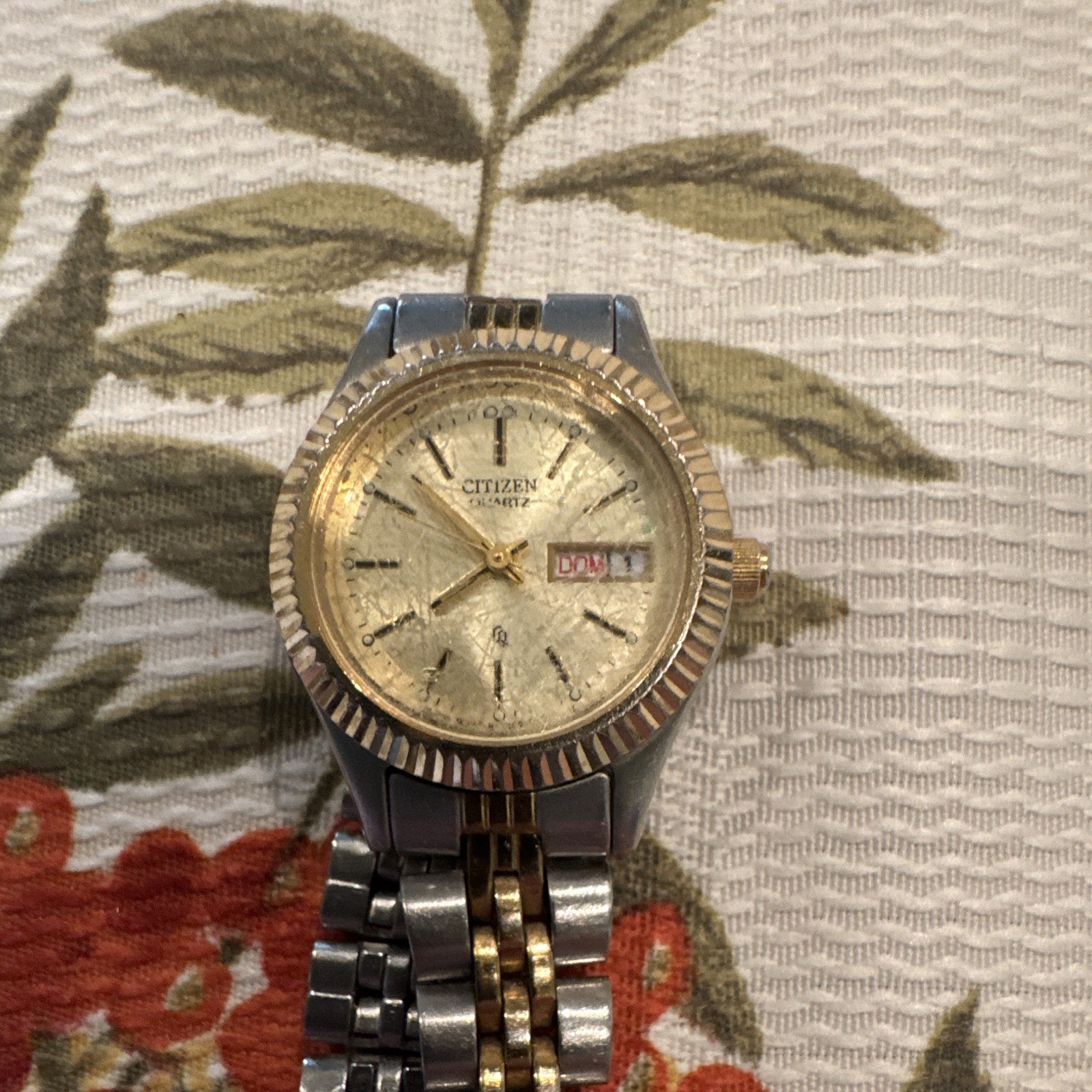 Citizen Quartz Women’s Day/Date Two-Tone SS Bracelet Fluted Bezel 26mm