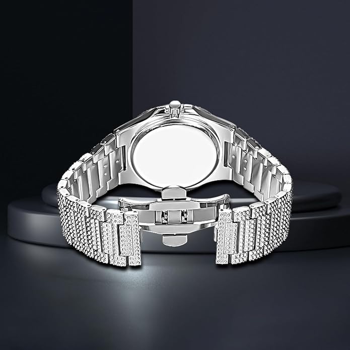 Gosasa Luxury Unisex Crystal Diamond Watches Big Face Women’s Men’s Quartz Watch