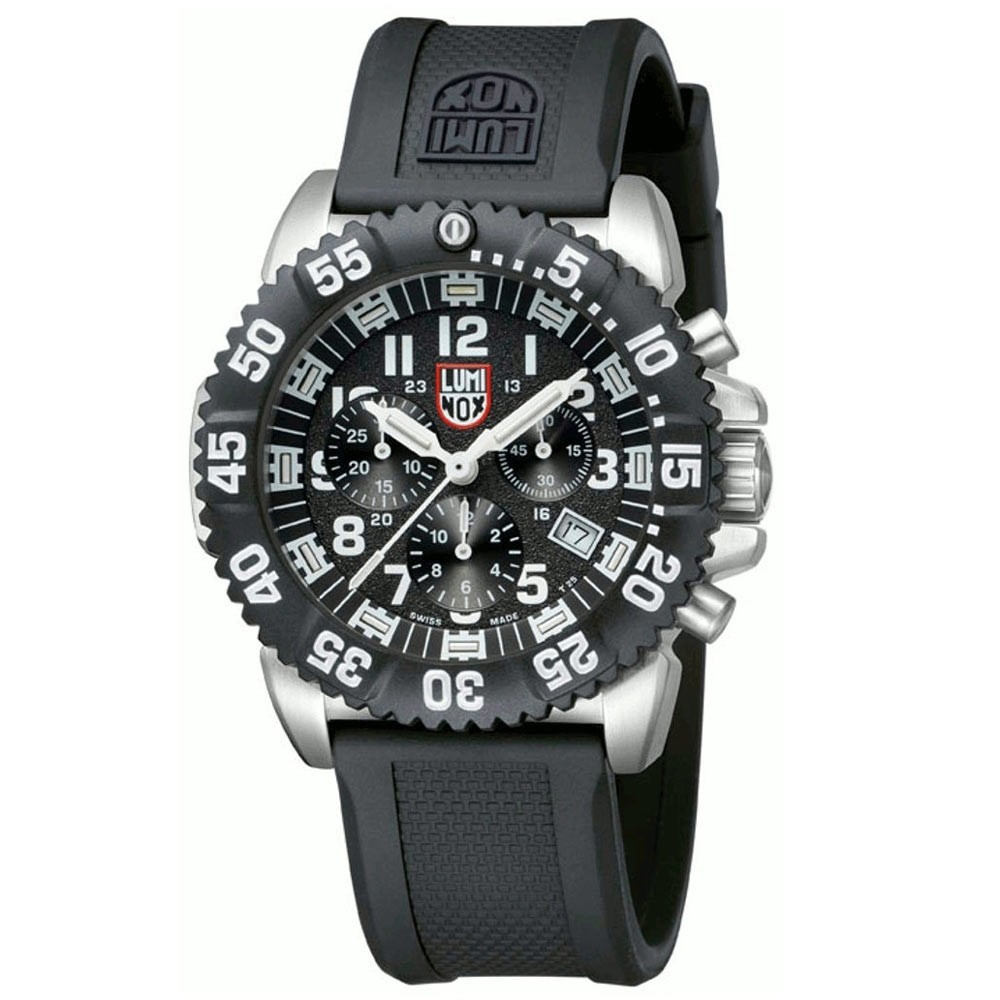 Luminox 3181 Men’s Sea Colormark Chronograph Black Dial Rubber Strap Steel Watch