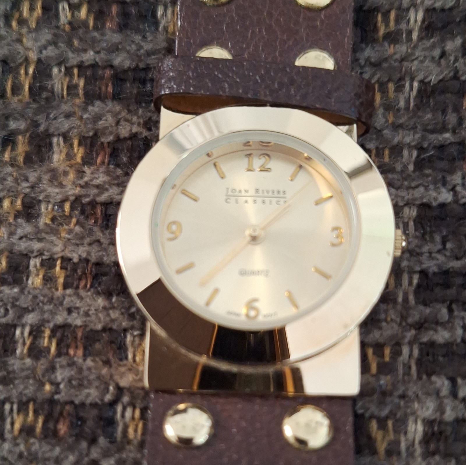 Joan Rivers Classics Women’s Quartz Watch Gold Case Brown Leather 30mm