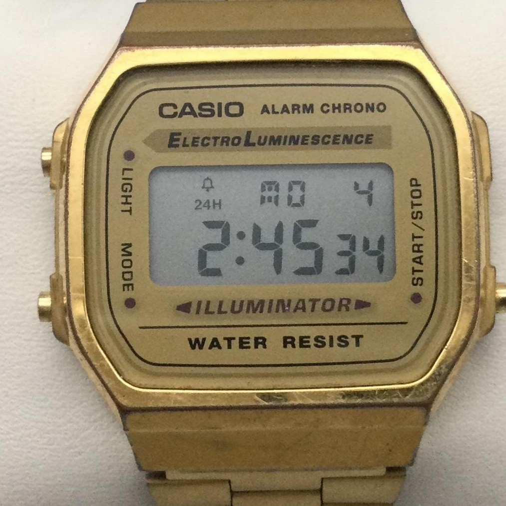 Casio 3298 A168 Mens Watch 35mm Gold Tone Alarm Chronograph Illuminator