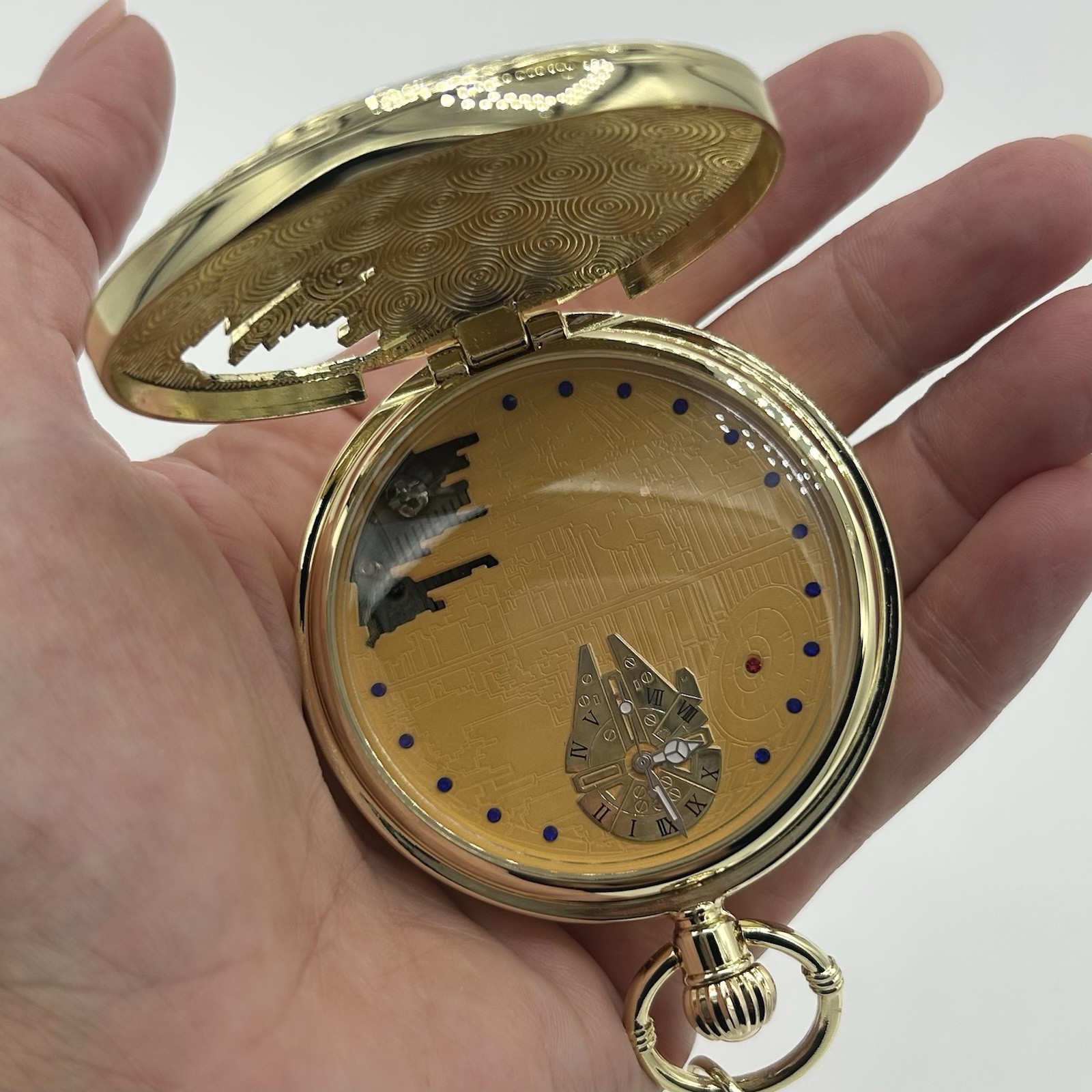 Star Wars Death Star Flip Cover Quartz Pocket Watch Music Box