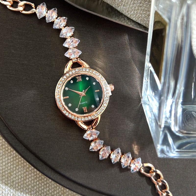 Women Rhinestone Chain Strap Watch Lobster Claw Clasp Bracelet Wristwatch Gift