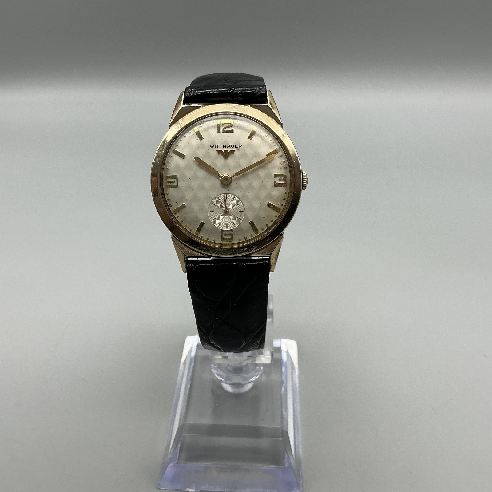 Vintage Wittnauer Golf Ball Mens Watch 32mm Cream Dial 10K RGP Manual Wind Swiss
