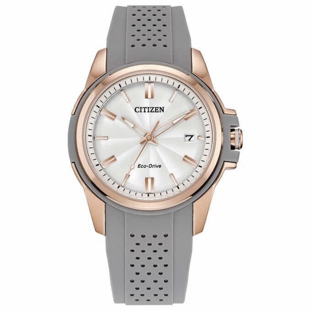 Citizen Eco Drive Weekender Rose Gold Gray Band Ladies 38mm Watch FE6137-08A