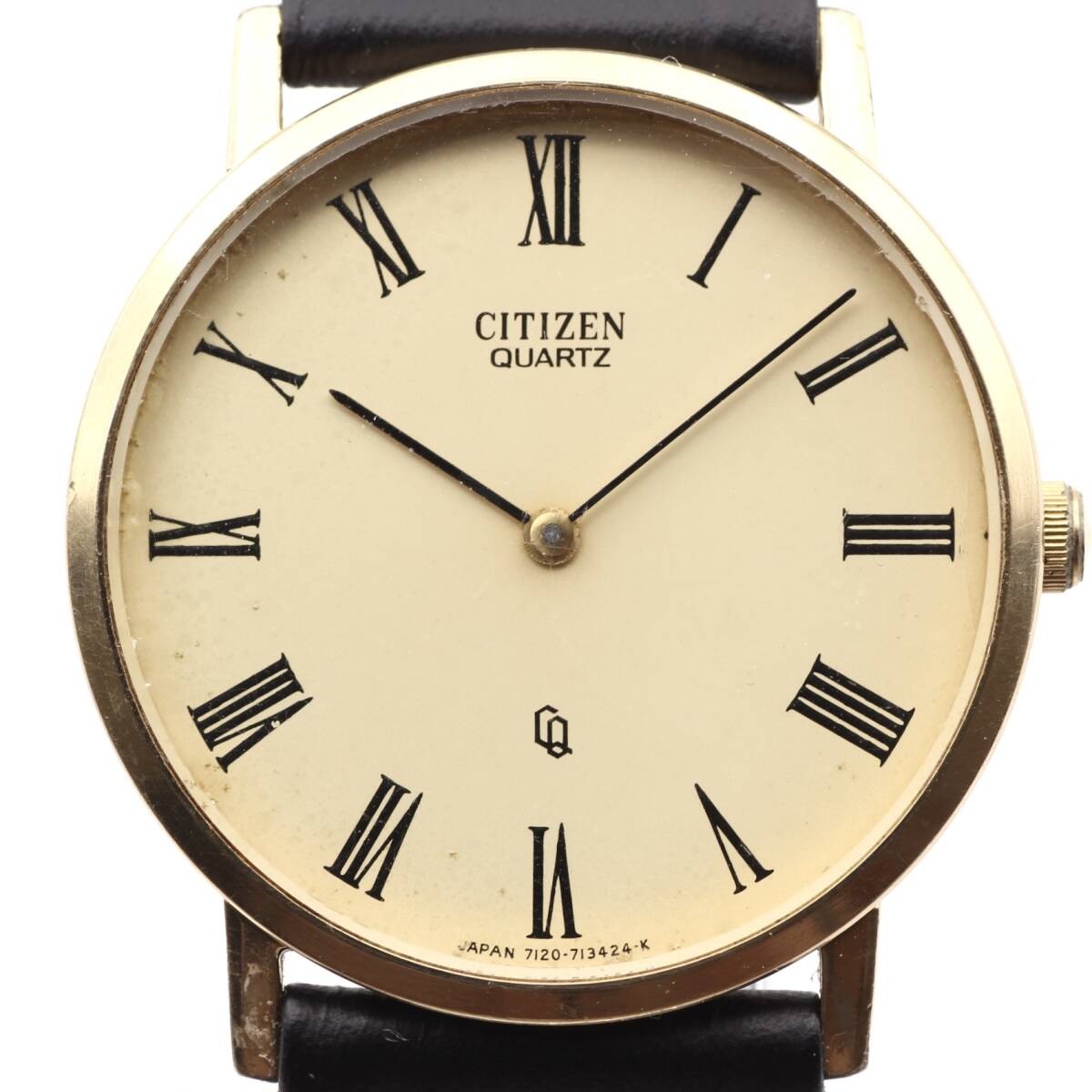 Rare CITIZEN Quartz Men’s Watch, 1988, 4-711408K, Roman Numeral Index,