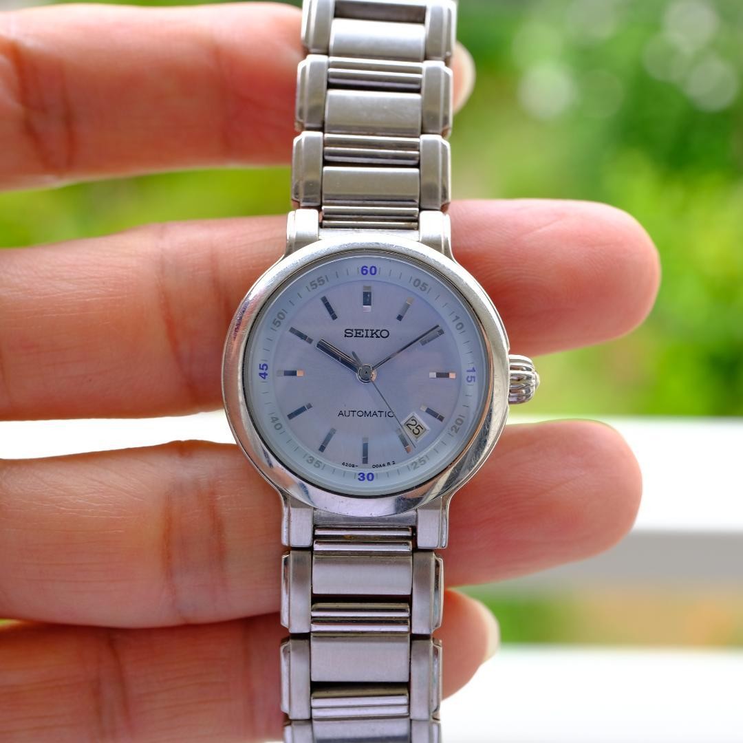 Seiko Time Creation Ladies Automatic Watch Blue Dial Date 30mm