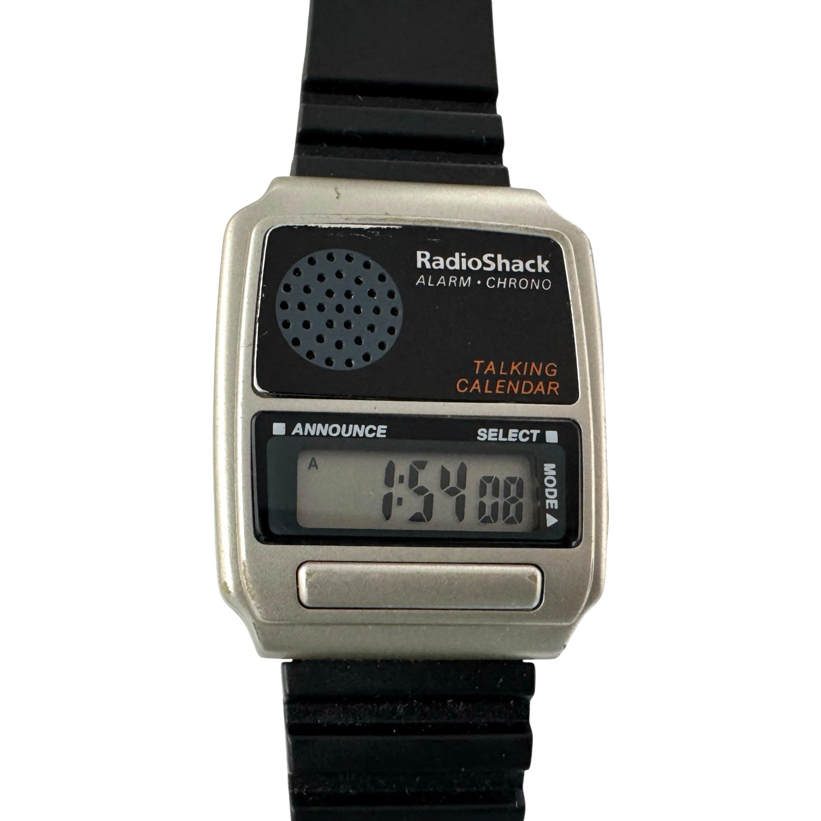 Radio Shack Vintage 80s TALKING Calendar WATCH LCD Alarm Chrono WATCH As Is Part
