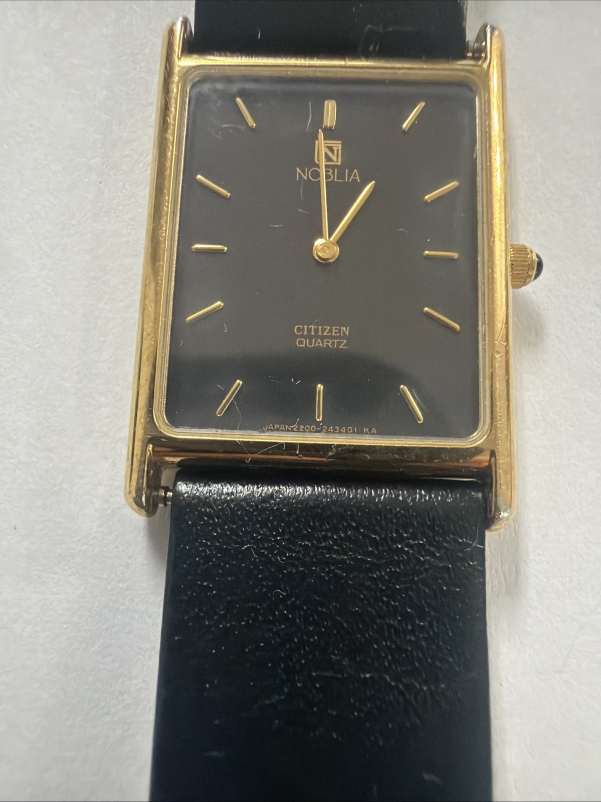 Citizen Noblia Watch Women 18mm Black Dial Gold Tone Rectangle 2200-Y53831 SL—(T