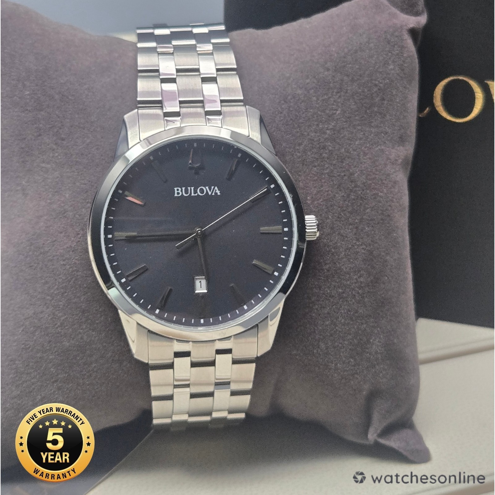 Bulova 96B341 Sutton Men’s Slim Dress Watch – Silver/Grey – Store Display Model