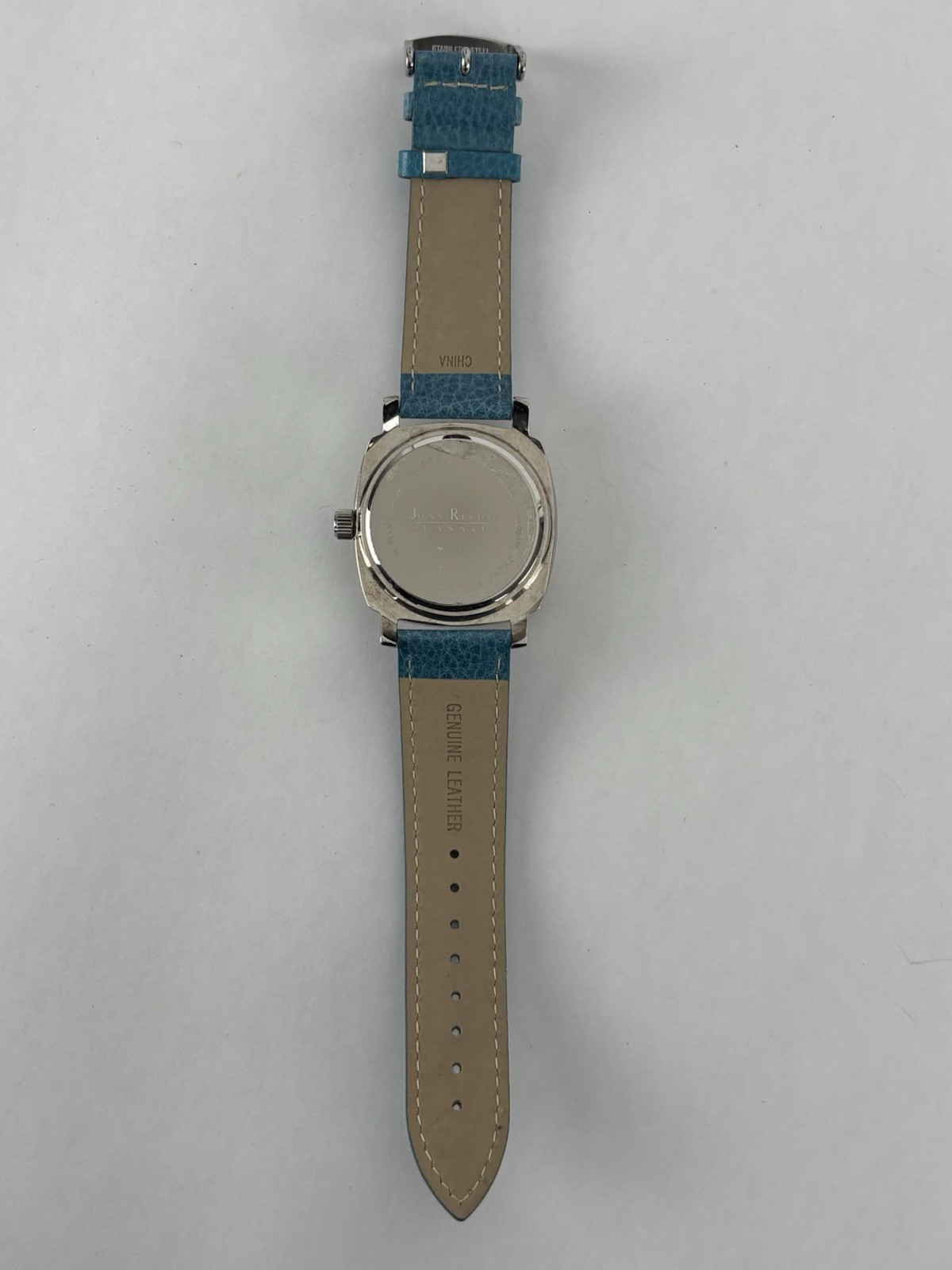 Joan Rivers Classics 40mm Silver Tone Quartz Watch w/Leather Band & New Battery