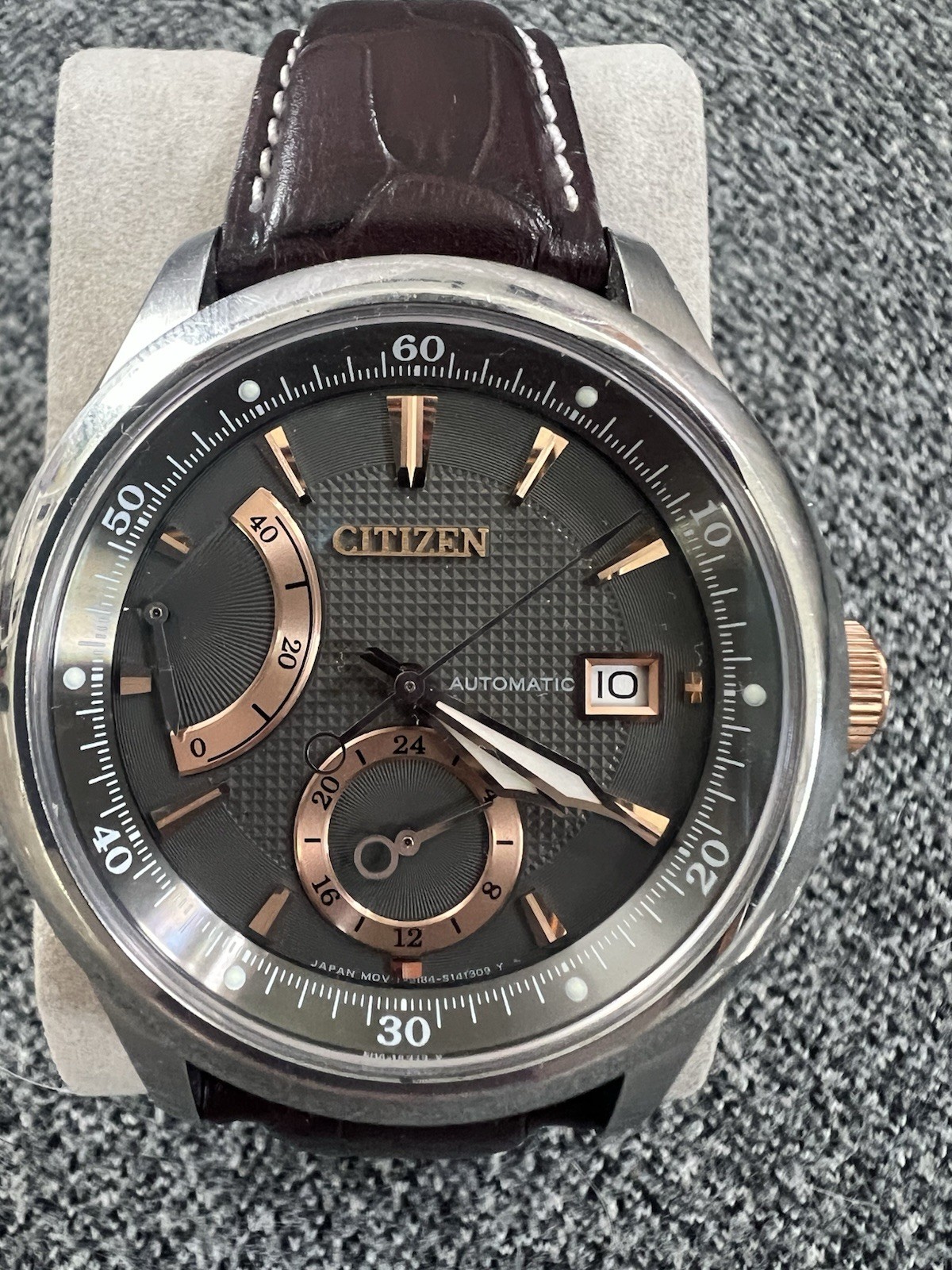 Citizen Signature Collection Automatic 40mm 100m Black Dial Brown Leather Date