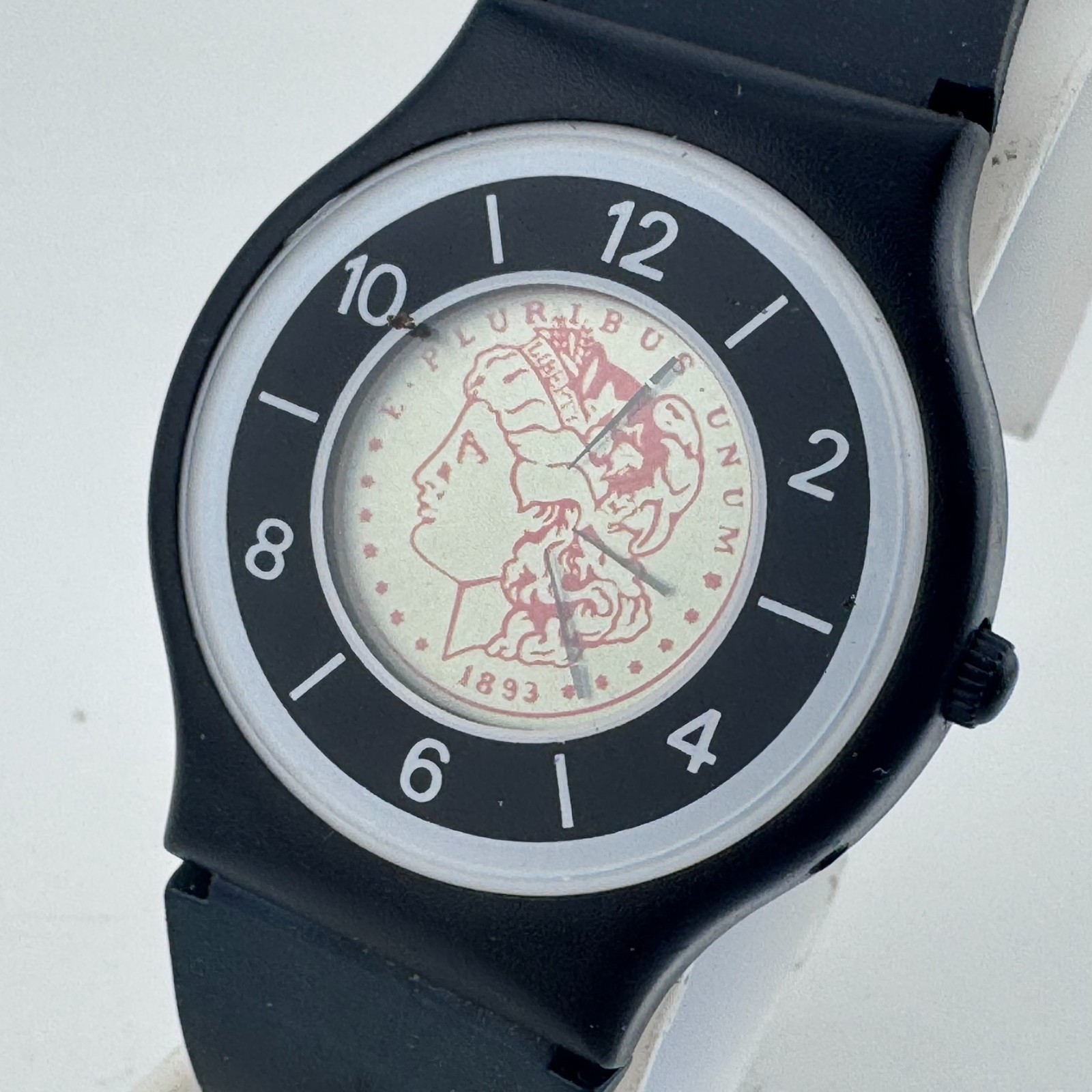 Unbranded LCD Hands Analog Watch Unisex Black Plastic Coin Dial New Battery