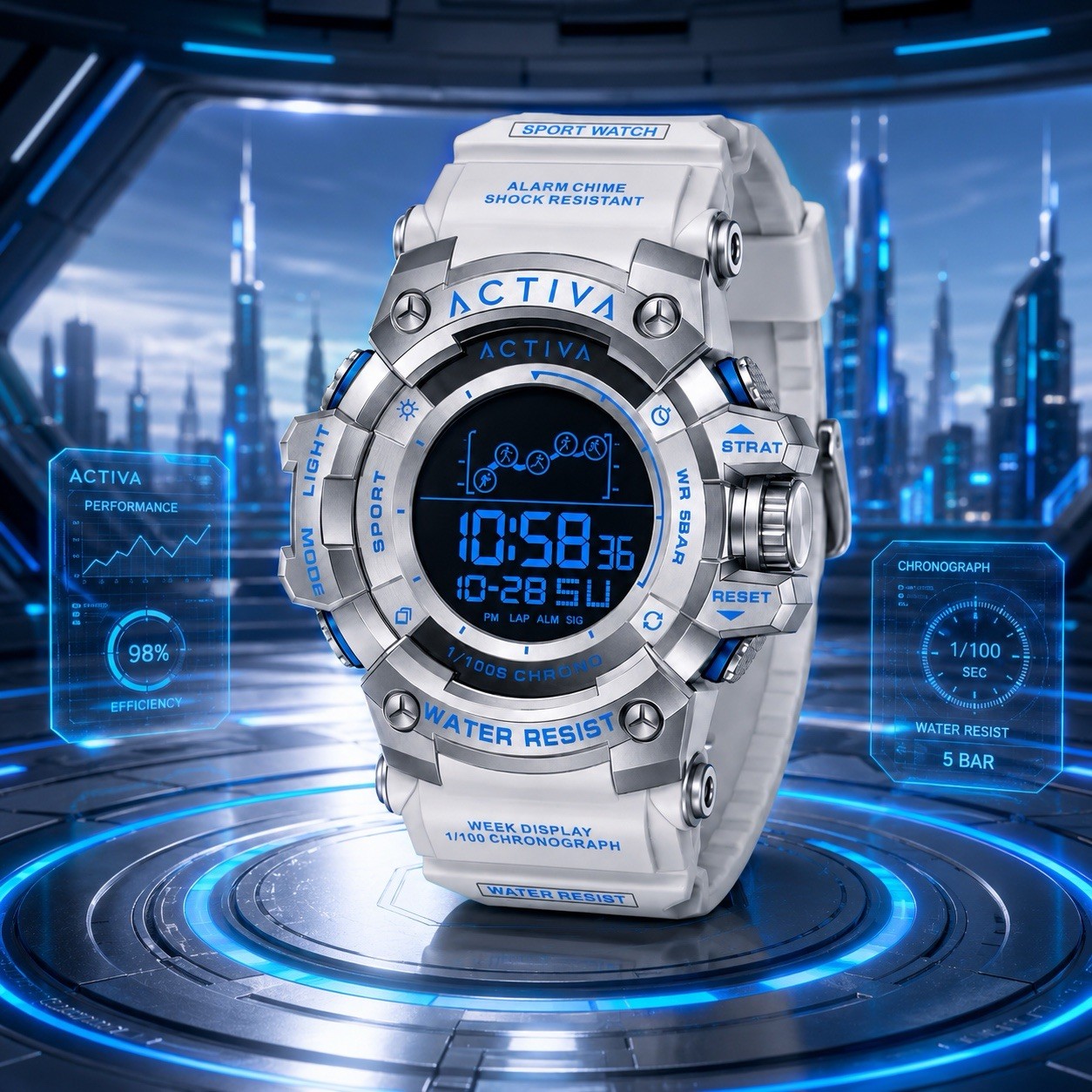 Activa X Invicta Digital Summit Unisex Watch – 50mm. Silver (ACW8082-025)