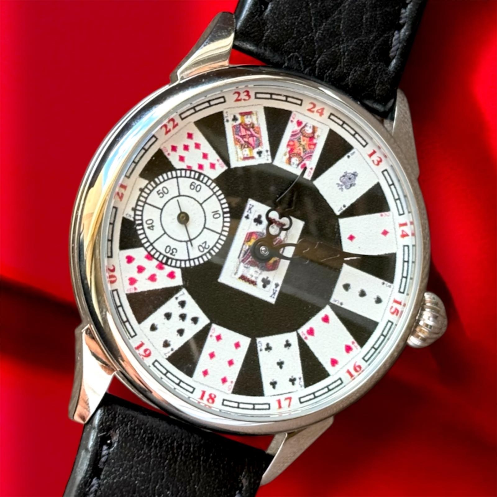 Watch Molniya Mechanical Playing Card Wrist Mens Russian Vintage USSR Strap Rare