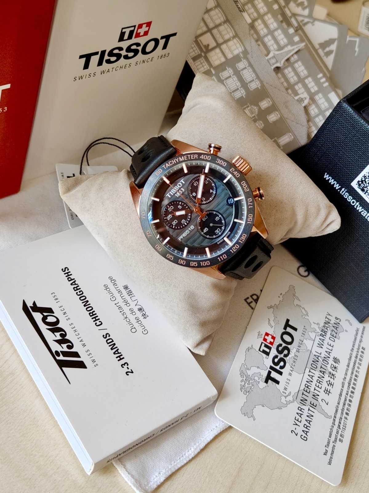 Tissot PRS516 Motorsport Racing Steel Chronograph Men’s Watch Black & Gold Dial