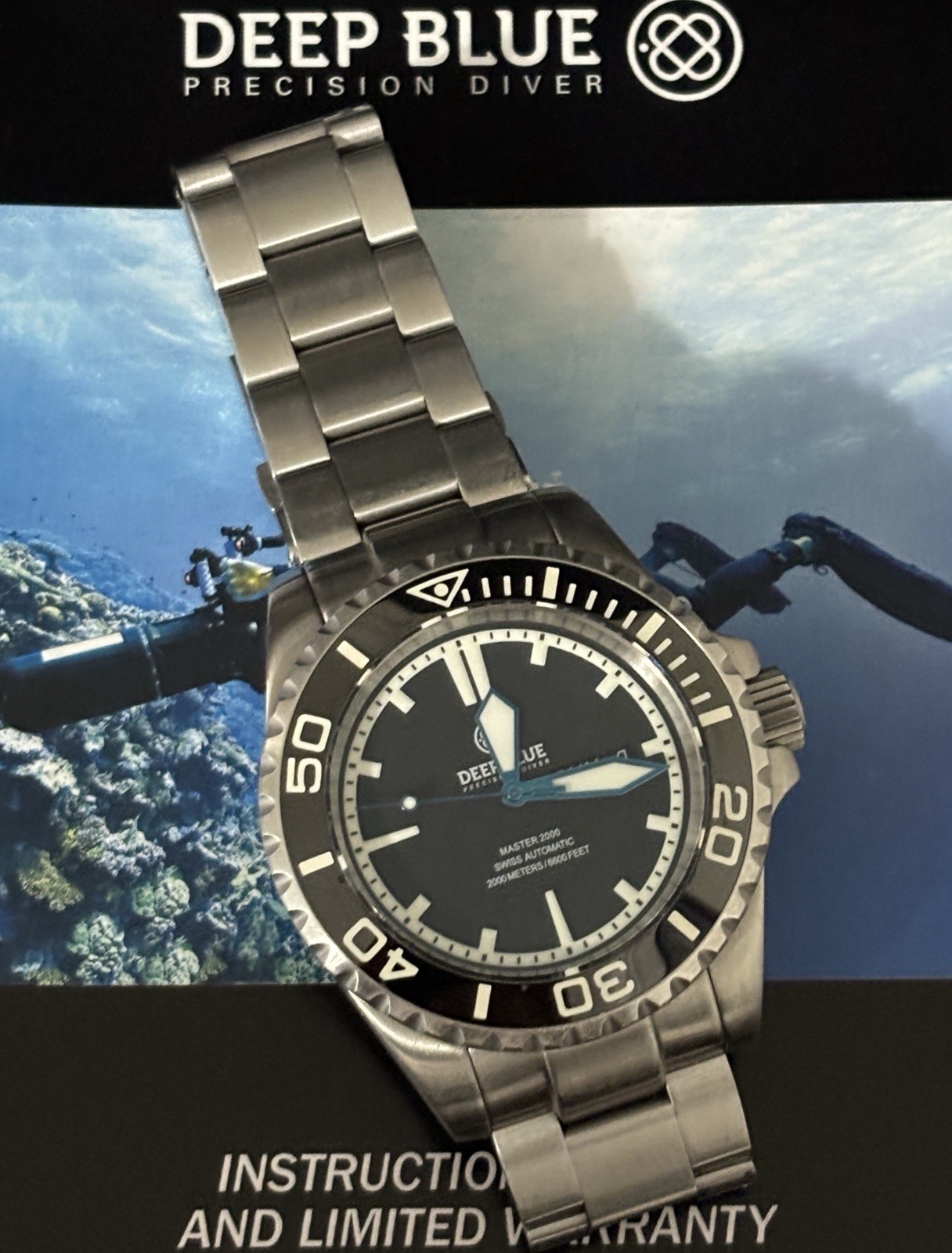 Deep Blue Master 2000 Swiss Automatic Day Date Dive Watch