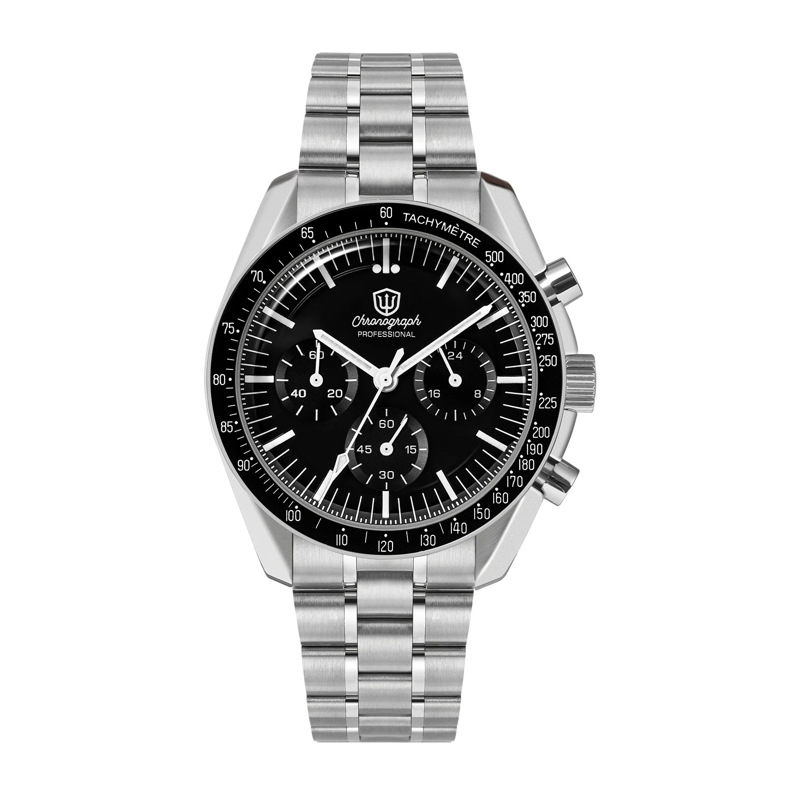 Vintage Chronograph Watch VK63 Quartz Bubble Sapphire Stainless Steel Waterproof