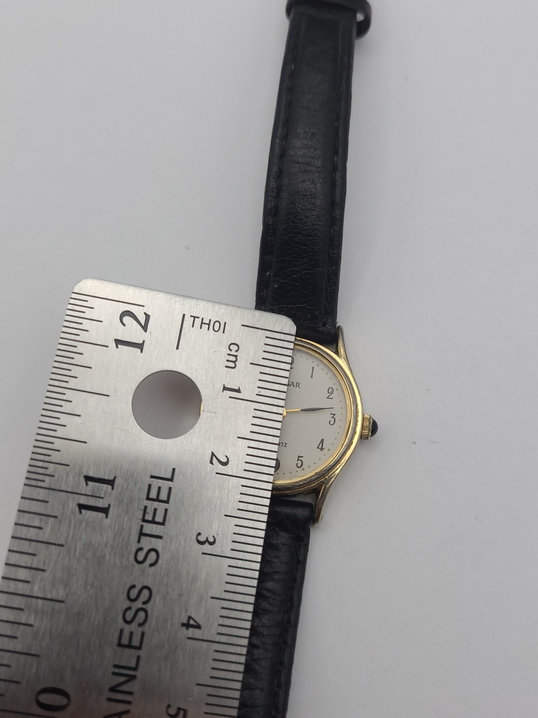 Vintage Pulsar Watch Women Gold Tone Date V248-0010 Leather Band New Battery