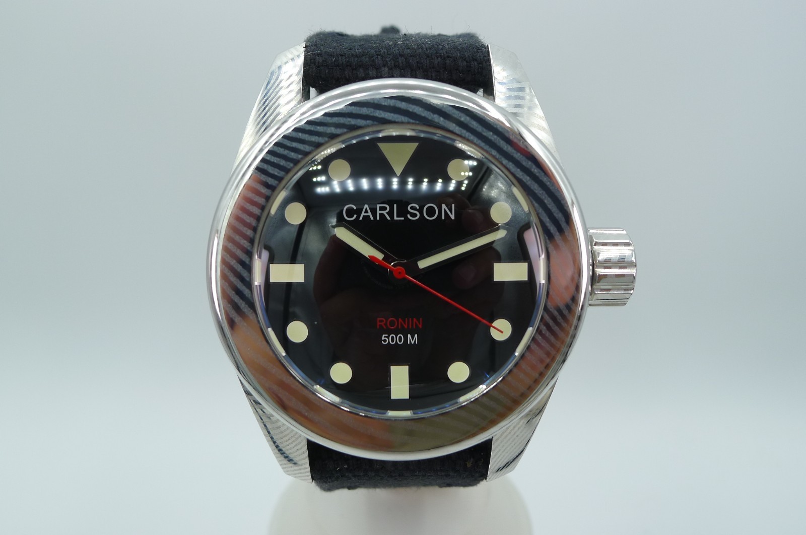 CARLSON RONIN 500M DAMASCUS STEEL DIVER SWISS ETA 2824 47MM VDB KAVENTSMANN