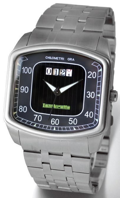 Mint Retro LAMBRETTA CHILOMETRI Black Dial Silver Stainless Steel Italian Watch