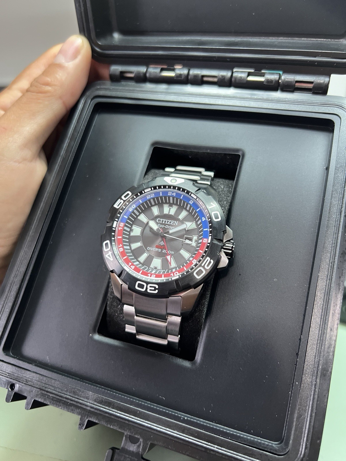 CITIZEN ECO-DRIVE PROMASTER GMT BJ7129-56E Pepsi DIVERS 200M MEN’S WATCH NIB