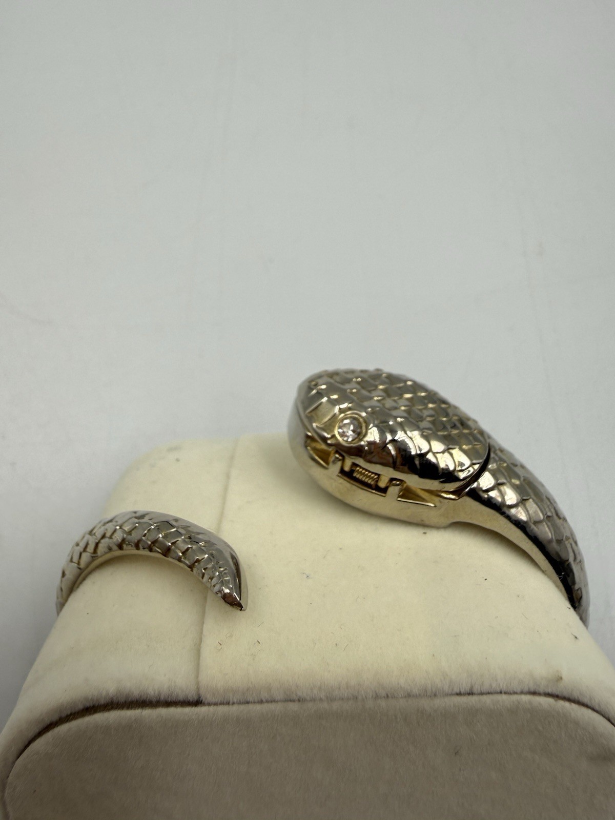 Studio Time Snake Bangle Watch Women Two-Tone Secret Hidden Dial Gold Silver