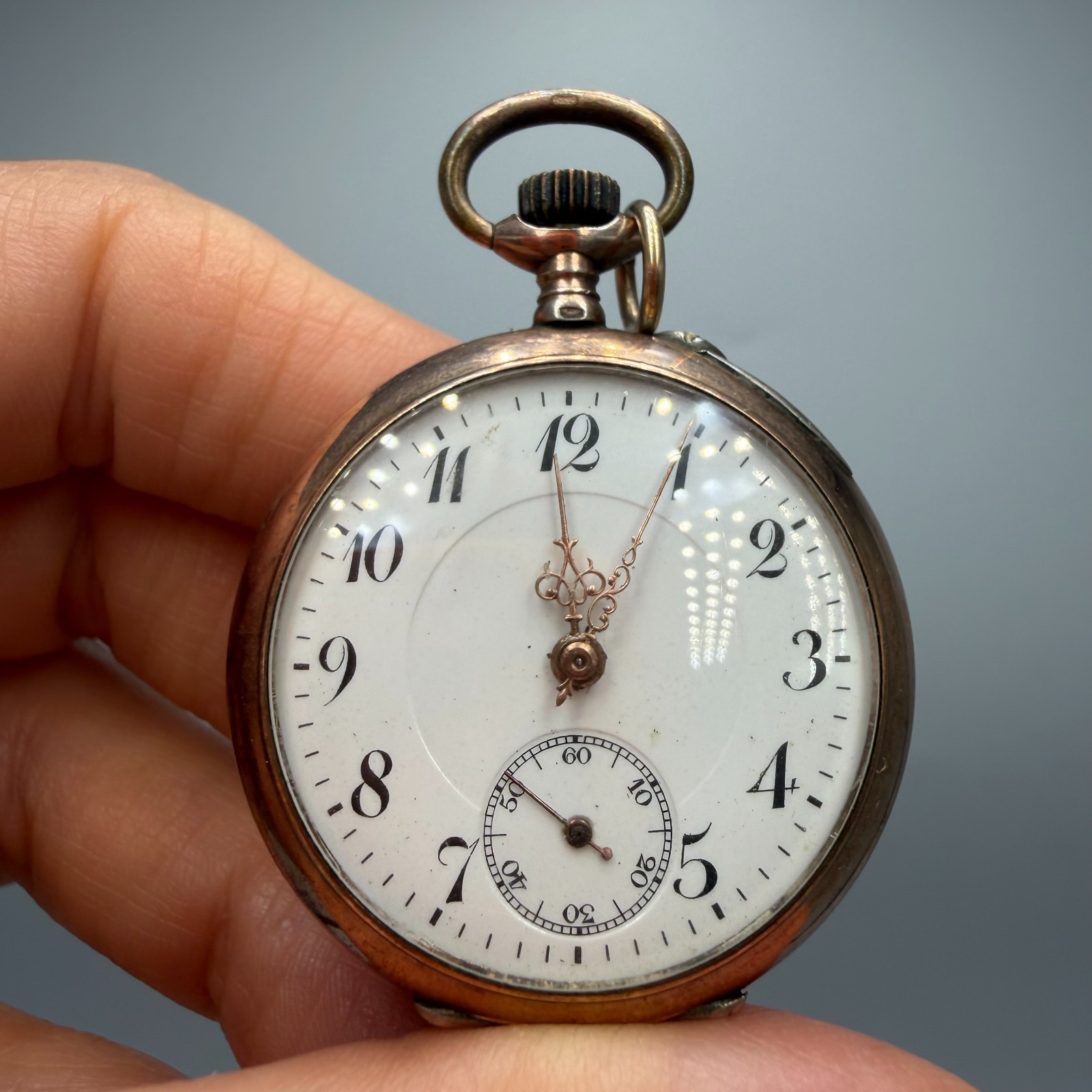 Antique Junghans 800 Silver Mechanical Pocket Watch Working German Guilloché
