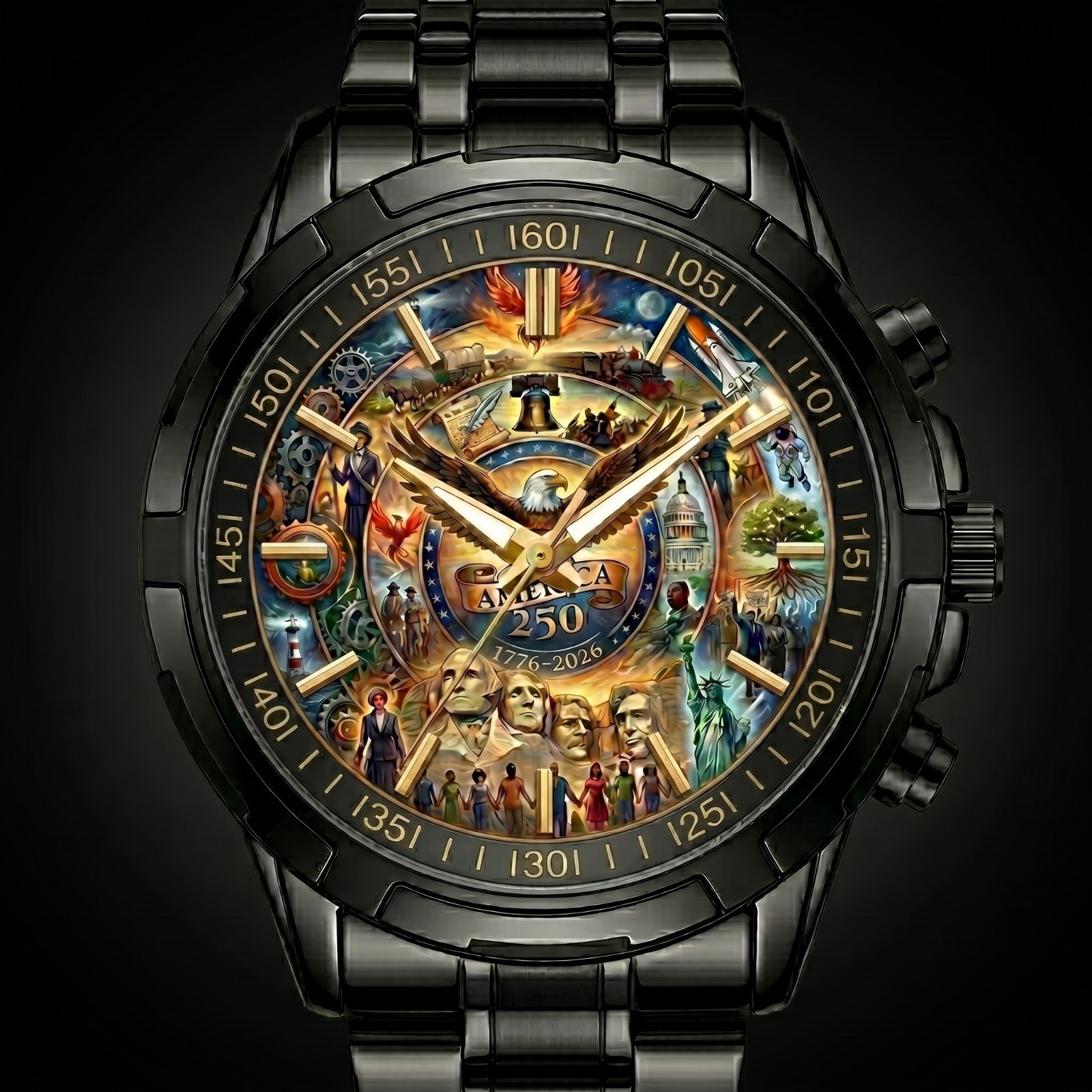 America 250th Chronograph Watch Patriotic Anniversary Timepiece